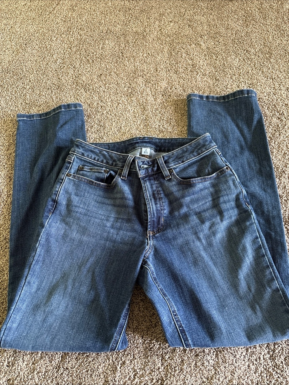 LL Bean Jeans Womens 4 Med Blue BeanFlex Cool Max Mid-Rise Straight Denim